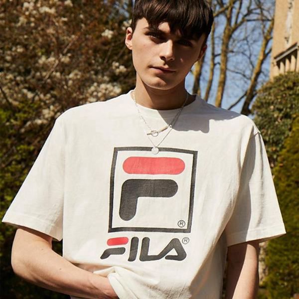 Fila Women's Stacked Logo S/S T-Shirt - White | UK-830DWHMZE